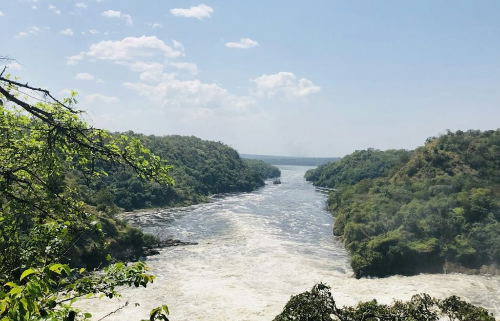 The River Nile running through a green gorge